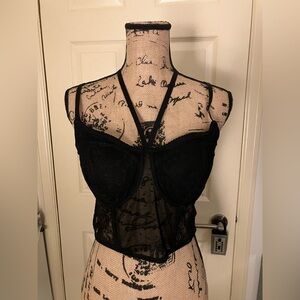 Express Black Lace Bustier Top